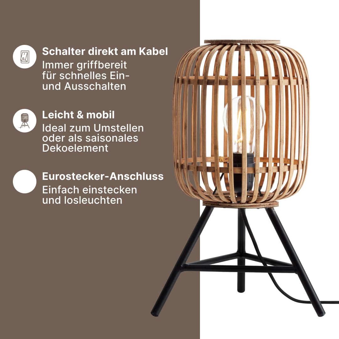 BRILLIANT Woodrow Tischleuchte hellbraun, E27, LED-geeignet