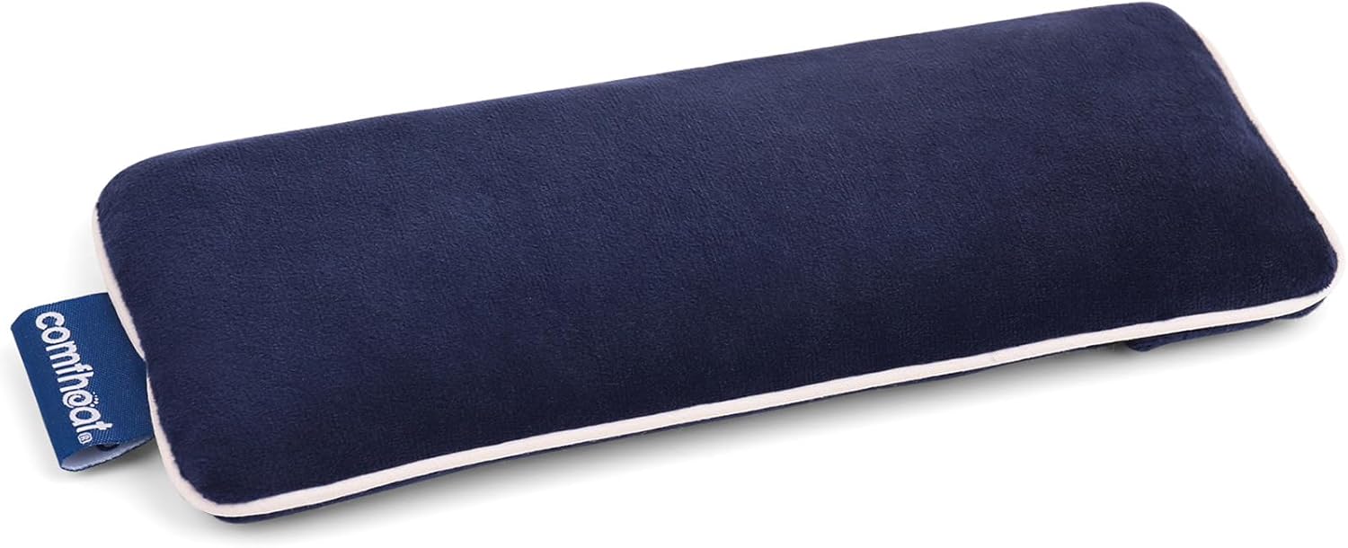Unscented Weighted Eye Pillow – Soft Plush Removable Cover, Moist Heat & Cold Therapy, Natural Aromatherapy Eye Compress Pillow for Relaxation, Yoga, Meditation, and Sleep, Navy Blue