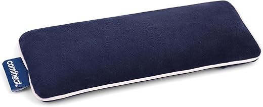 Unscented Weighted Eye Pillow - Soft Plush Removable Cover, Moist Heat & Cold Therapy, Natural Aromatherapy Eye Compress Pillow for Relaxation, Yoga, Meditation, and Sleep, Navy Blue
