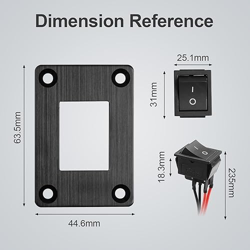 Vista 37 de Interruptor basculante de barco KCD1 negro de 2 posiciones y 2 pines SPST interruptor de panel 6A 250VCA 10A 125VAC, con 4 terminales azules 1pcs
