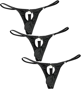 Faringoto Men Sexy Balls Hole Thong Underwear Elastic G-string Bikini T-back Brief