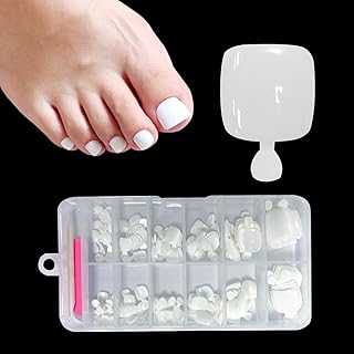 Quadrat Weiß Fußnägel zum Aufkleben, ZAHRVIA 120 Stück 12 Größen Matte Kurze Quadratische Künstliche Fussnägel zum Kleben Press on Nails Tips Falsche Soft Gel Toenails Für DIY Nagelstudio (Weiß)