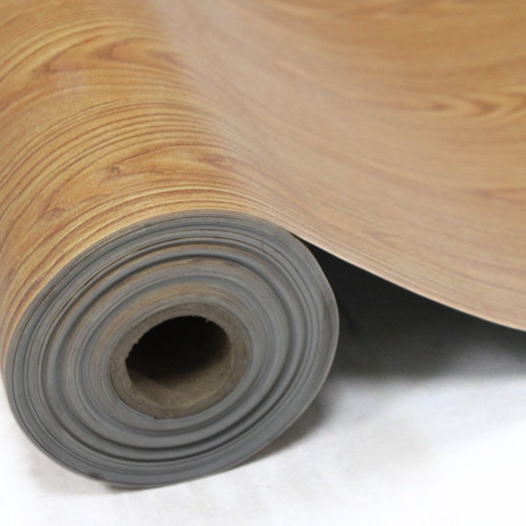 Suelo de Vinilo Para Instalar en Rollo | Suelo PVC Decorativo Hogar, Cocina, Baño, Salón | Suelo Efecto Madera | Suelo PVC Madera Oscura Veteada (140_x_600_CM)