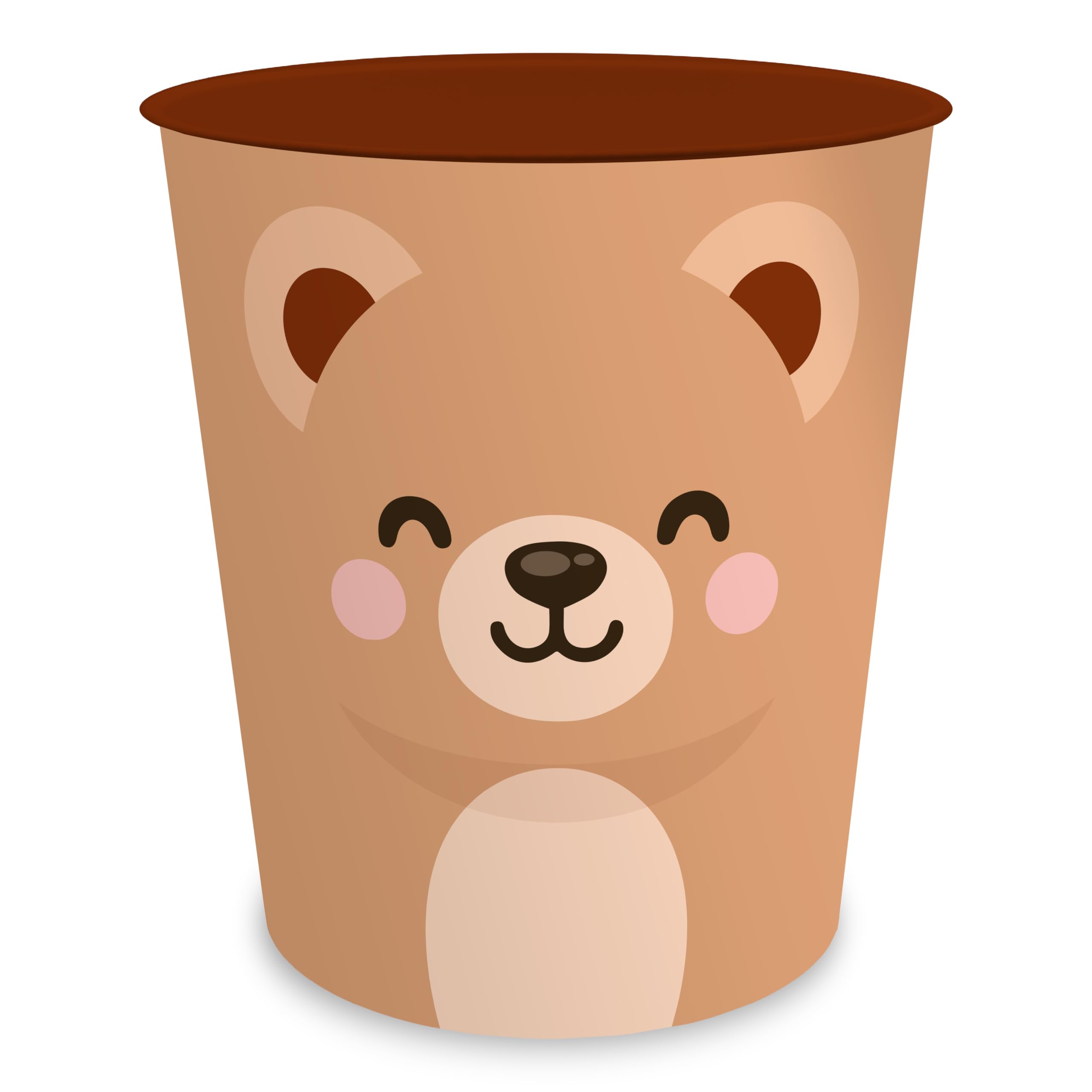 itenga Papelera para niños con diseño de animales, diseño Kawaii, redonda, aprox. 11 litros, cubo de basura para habitación infantil, plástico estable (oso)