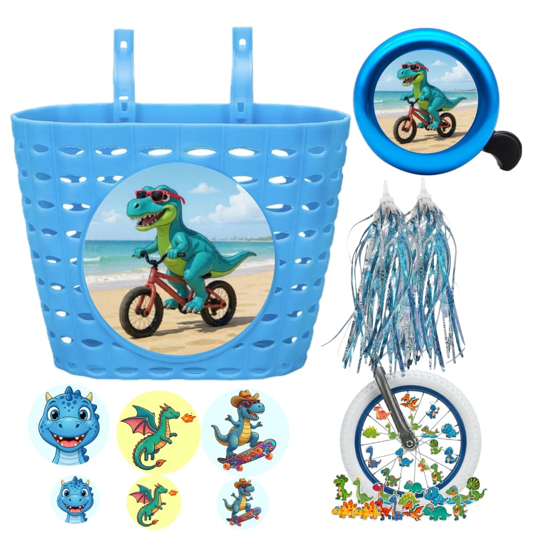 Kids Bike Basket Set - Unicorn & Dino Themes -15 Kids Bike Basket Set - Unicorn & Dino Themes -15