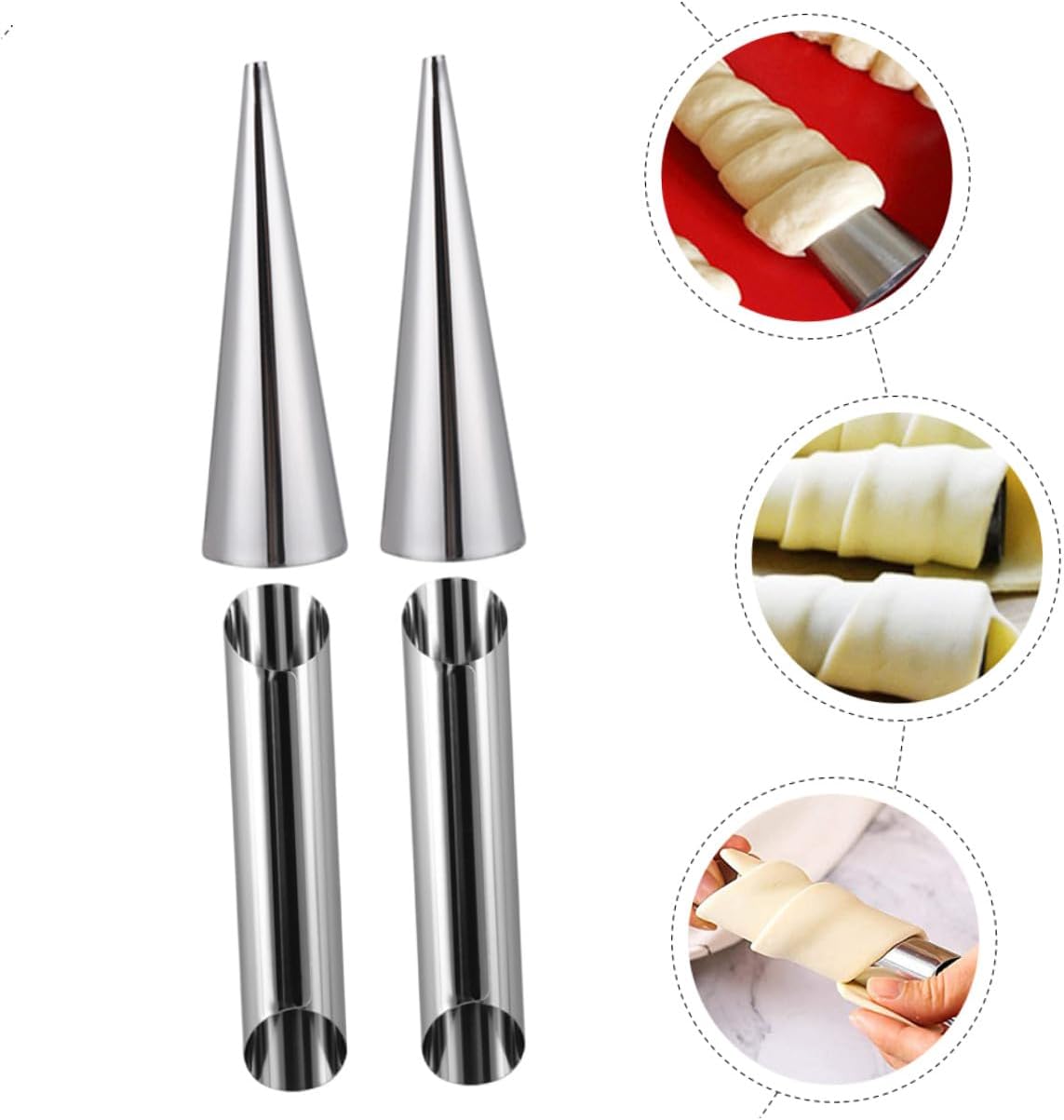 12pcs Stainless Steel Molds Non-stick Pastry Horns Baking Tools Danish Croissant Forms for Baking and Decorating Pastries