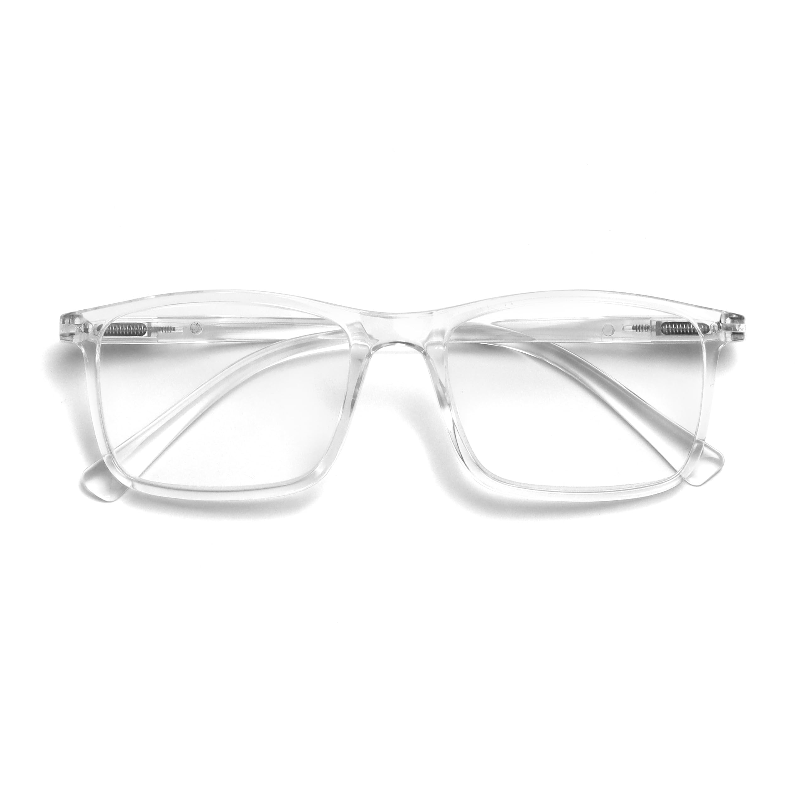 OPULIZE INK Reading Glasses for Women Men, Large Rectangular Frame with Spring Hinges & Scratch Resistant, Clear, +2.5(Pack of 1)