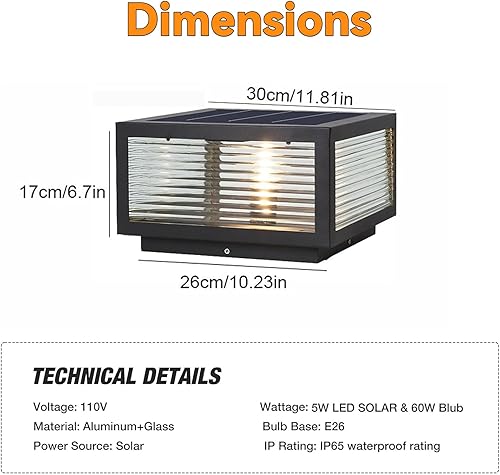 Miniatura 7 de Luces solares para postes al aire libre, de lujo, modernas, con tapa de poste solar, luz de columna de cubierta de valla con IP65, luces de pilar
