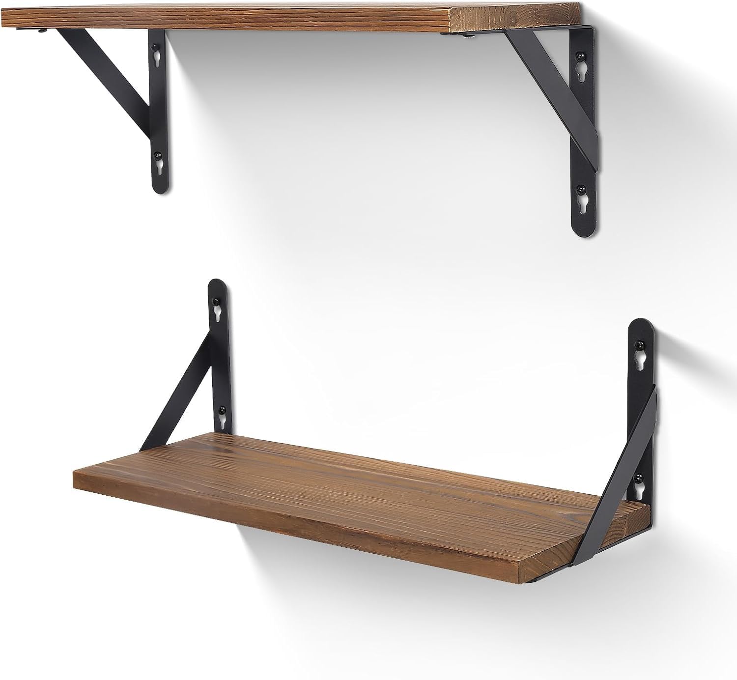 himaly Floating Shelves Set of 2, 17in Rustic Wooden Wall Mounted Shelf