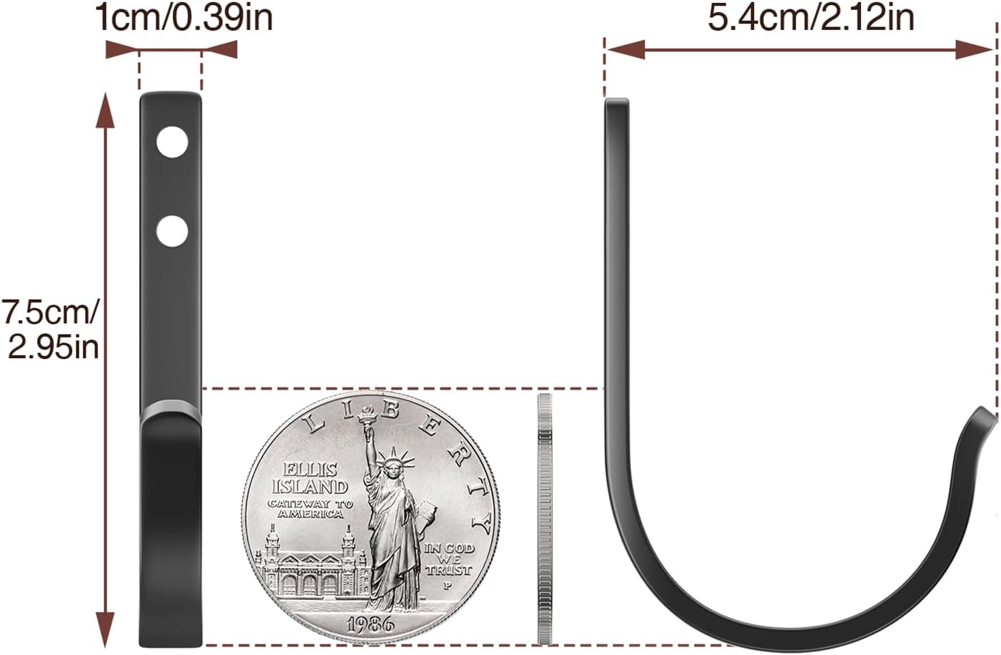 niffgaff 10-Pack Wall Outdoor Hooks for Hanging Coat - 30LB Screw in Metal Hanger Wall Mount, for Closet, Door, Bathrooms, Outside, for Towel, Backpack, Robe, Hat, Black