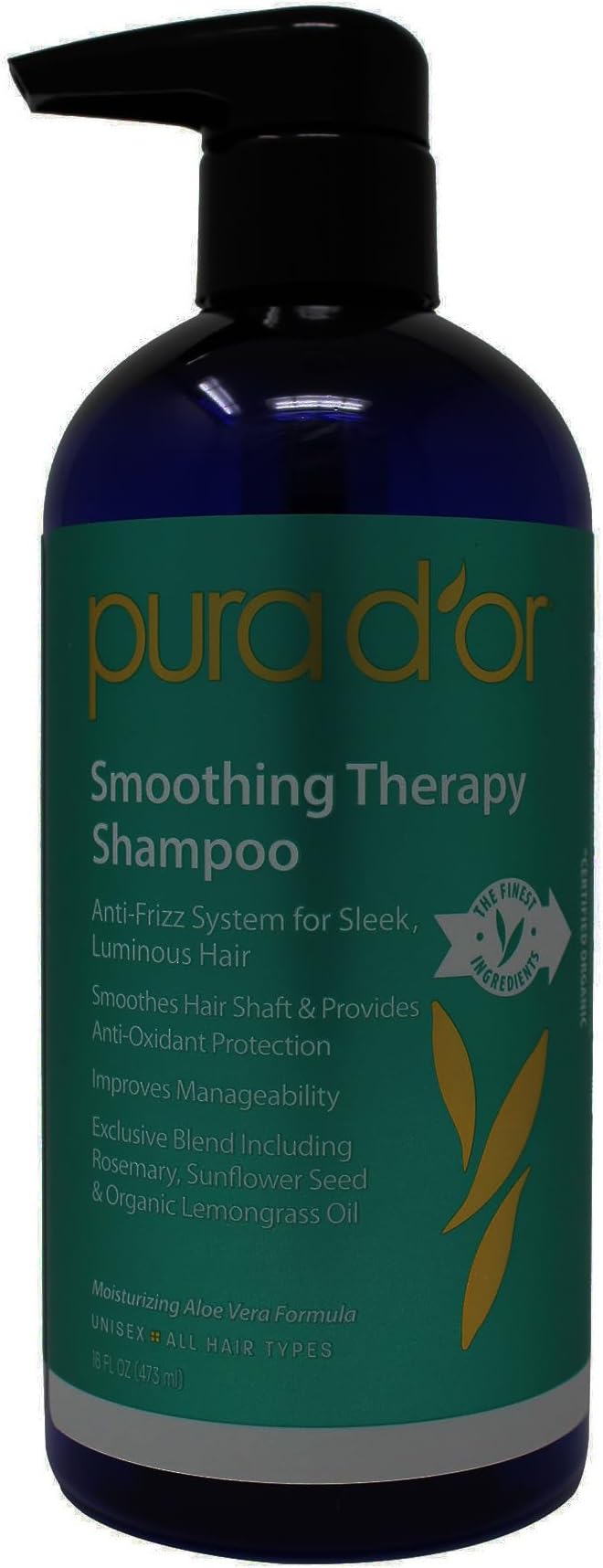Smoothing Therapy Shampoo (16oz) Anti-Frizz Straightening Shampoo for Dull, Dry, Brittle Hair (Packaging may vay)