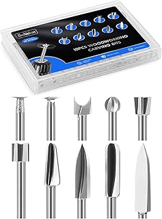 10 PCS Wood Carving Drill Bits Set for Dremel Router and Rotary Tool Engraving Bits, 1/8 Inch Shank for Dremel Tool Accessories Attachments, Micro Sculpture for Woodworking Carving Shaping Grinding