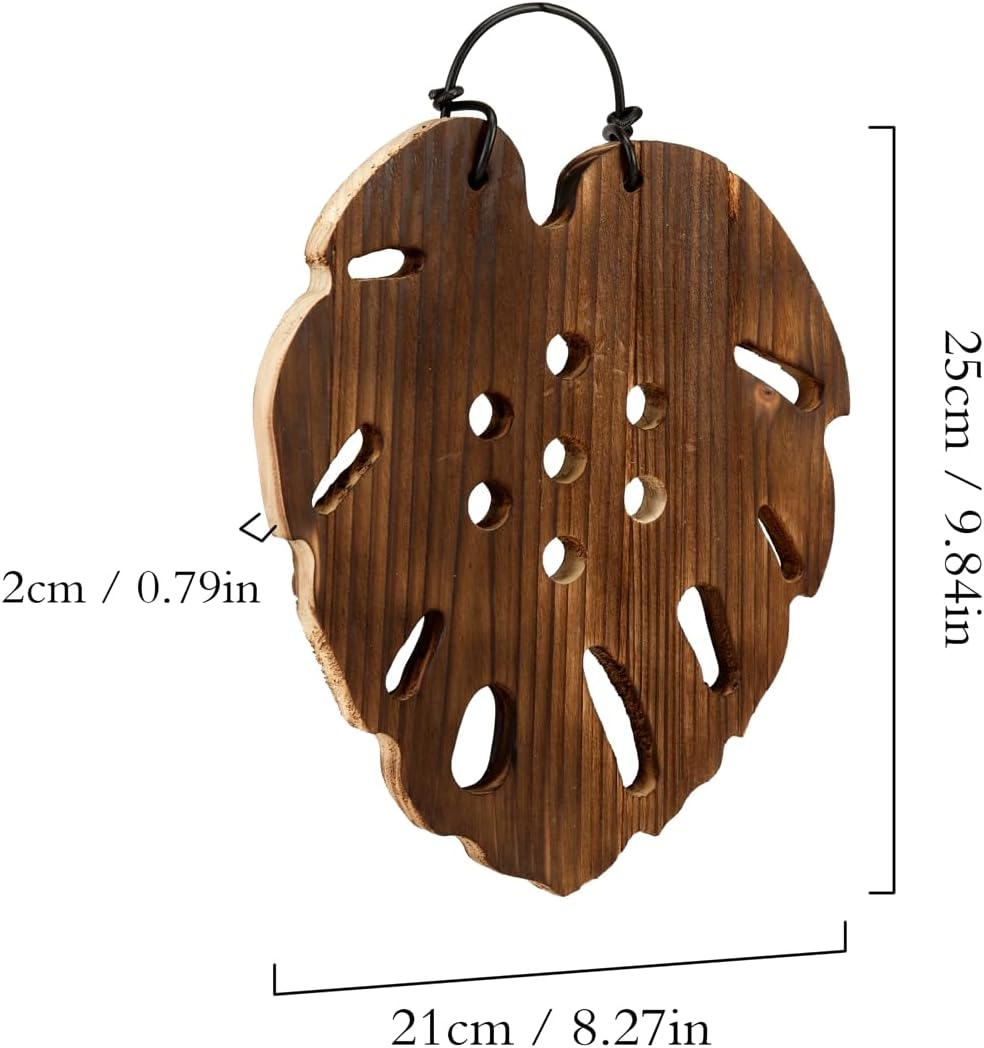 Staghorn Fern Mounting kit | Wall Hanging Board Vertical Plant Holder for Orchids Climbing Plants(Leaf) (Brown)