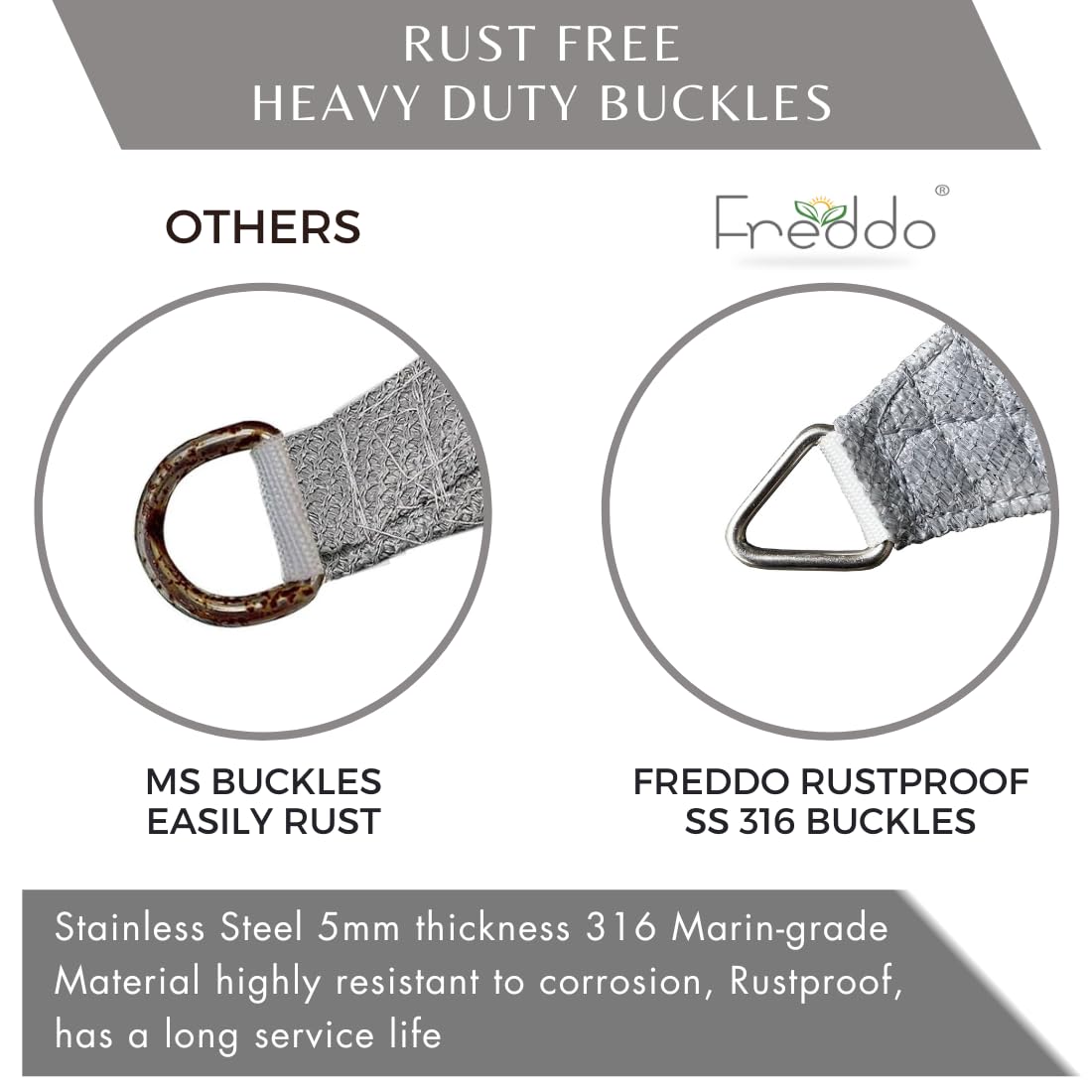 Freddo Hdpe Fabric Sun Shade Sails 90-95% Protection From Su...