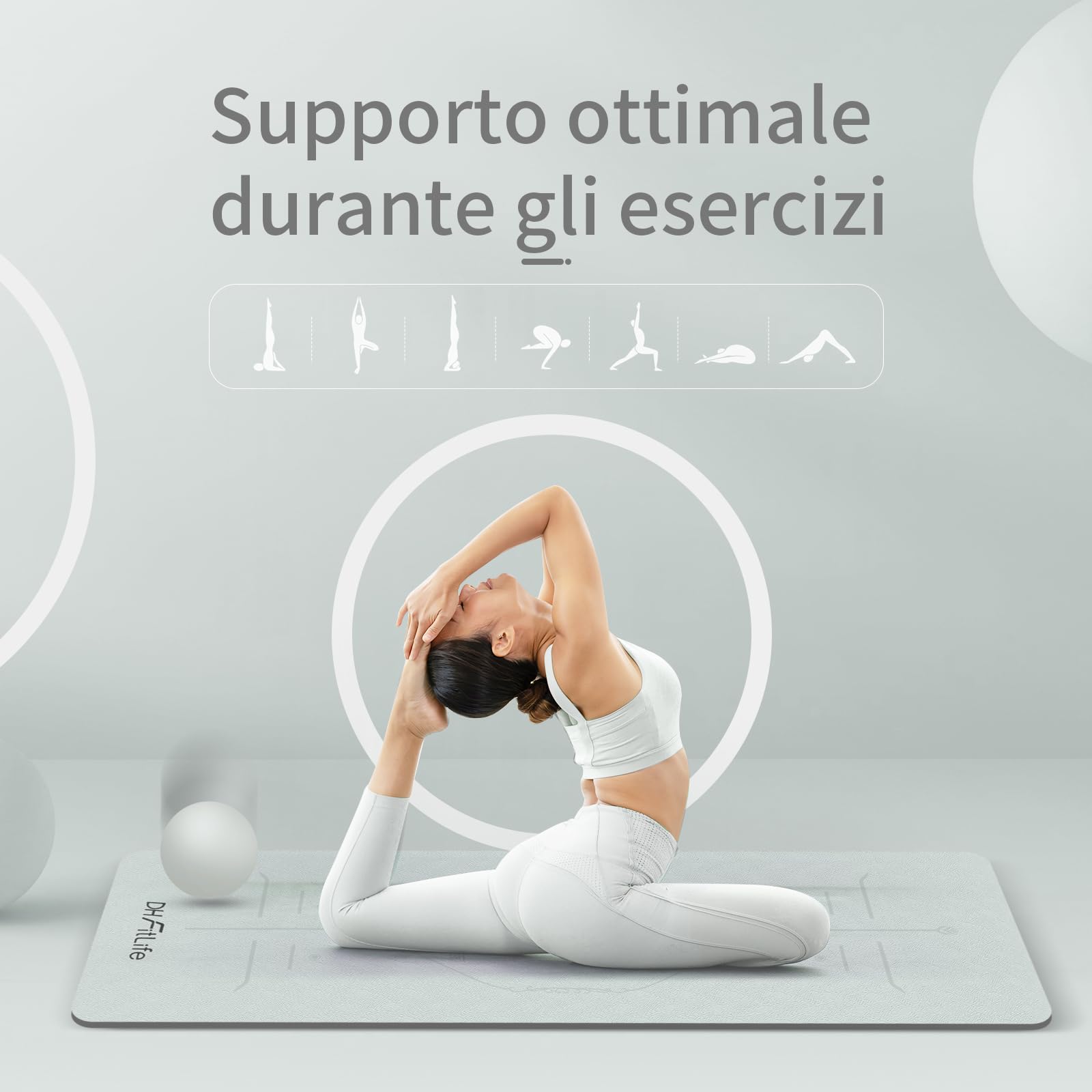 Tappetino Yoga In TPE Spesso 6mm - Antiscivolo, Leggero, Con Linee Guida, Ideale Per Casa E Viaggio - Foto 9