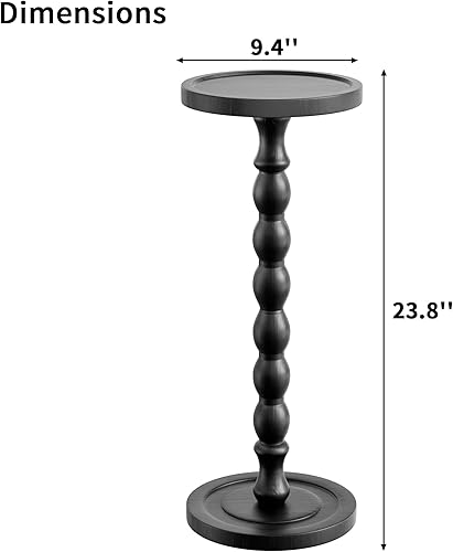Miniatura 3 de Mesa auxiliar pequeña de madera de caucho, mesas auxiliares redondas de madera maciza para espacios pequeños, mesas de Martini, mesa de bebida con