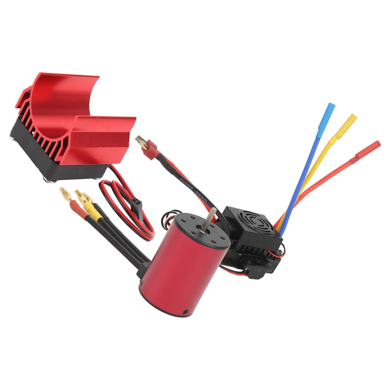 Changor Bezszczotkowy Silnik RC ESC Combo Wodoodporny Zestaw 60A do Pojazdów 1/8 1/10 Chłodzenie ze Stopu Czerwonego Aluminium