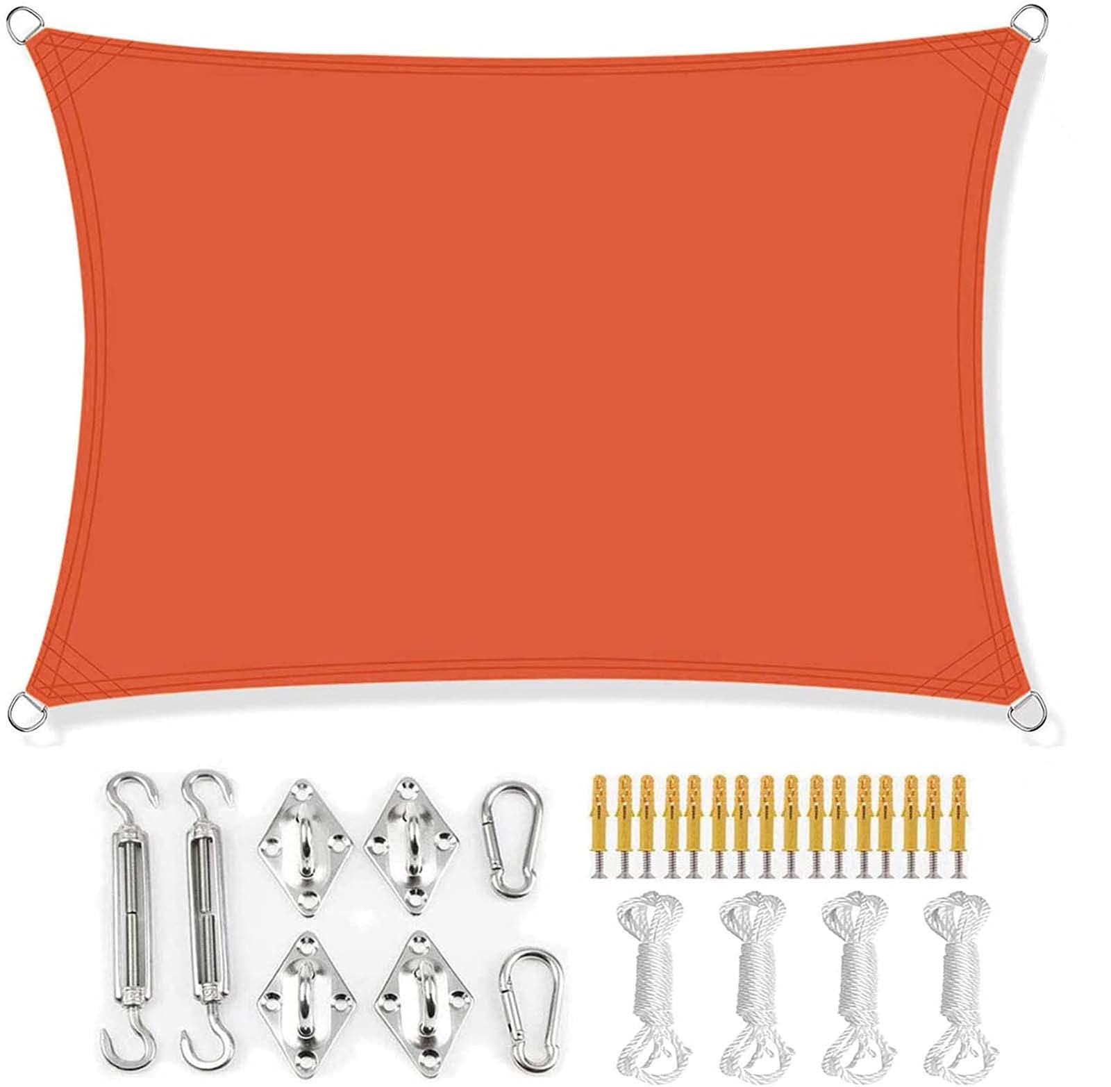 QDY -Rectangle Sun Shade Sail, Waterproof 98% UV Block, Sun Shade Canvas Sunscreen Awning Canopy with Fixing Kit for Outdoor Garden Patio Yard Party,2x2m