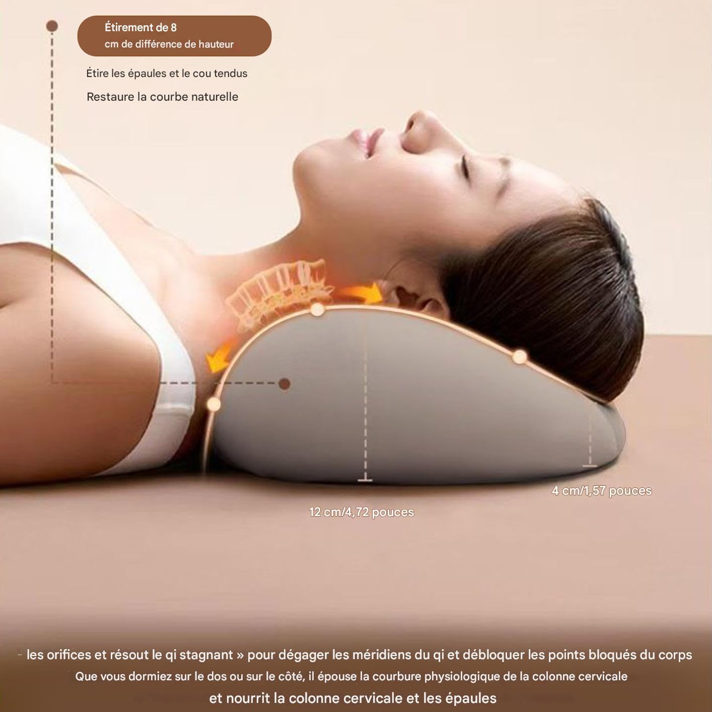 Almohada para el cuello Transpirable Ortopédico | Almohada de espuma viscoelástica con contorno anatómico cervical Cojín Cama Unisex Abajo Hogar Viaje