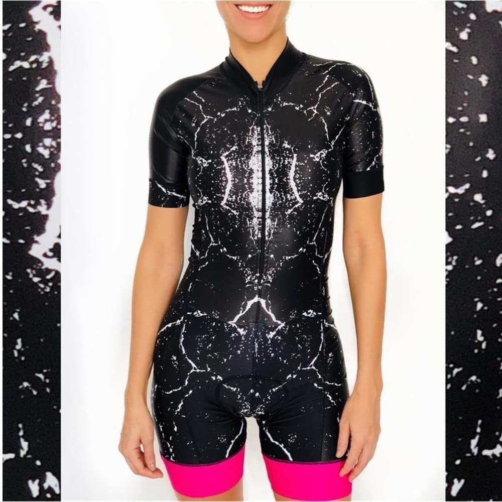 Damski kombinezon rowerowy, kombinezon triathlonowy Skinsuit kombinezon rowerowy z długim rękawem, kieszenie 9D podkładka żelowa, kombinezon MTB, odzież sportowa (Color : 06, Size : 3XL)