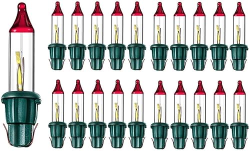 20 luces de estilo A base mini luces de árbol de Navidad, cadena de luces de repuesto 2,5 voltios V 0,425 vatios W. Incandescente interiorexterior.