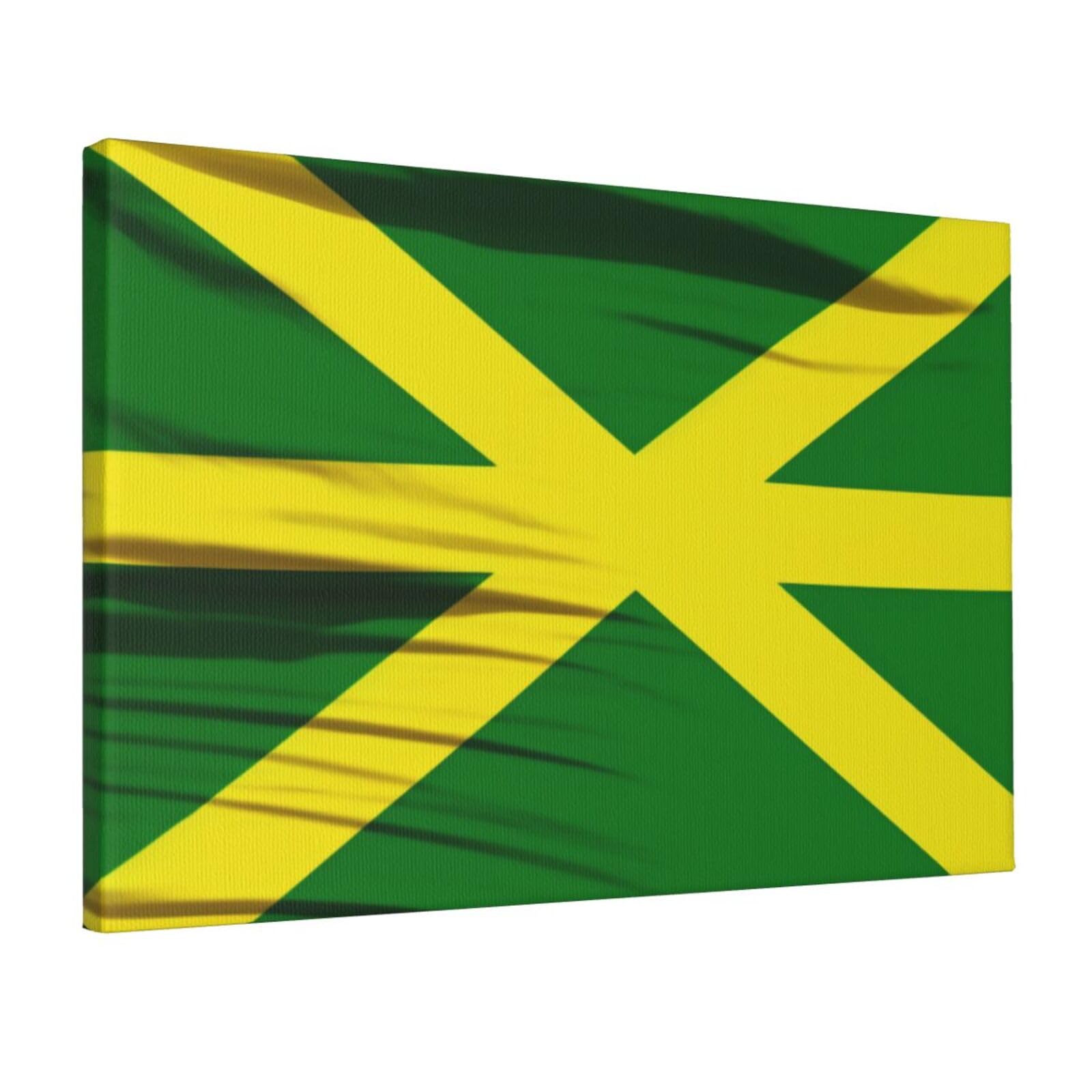 YKLJG jamaica flag Printed Wall Art Canvas Prints 45x30 CM Wooden Framed Picture Painting Artwork for Bedroom Kitchen Home Office Decor