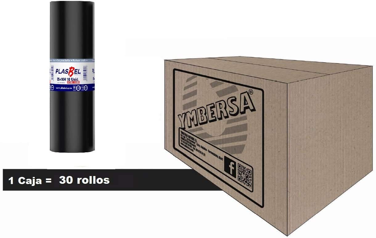 Caja bolsa basura 120 Litros - 85 x 104 cm. grande ideal para contenedores y cubos XL grandes. Extra fuerte y antigoteo. Caja con 30 rollos (300 bolsas de basura XL)