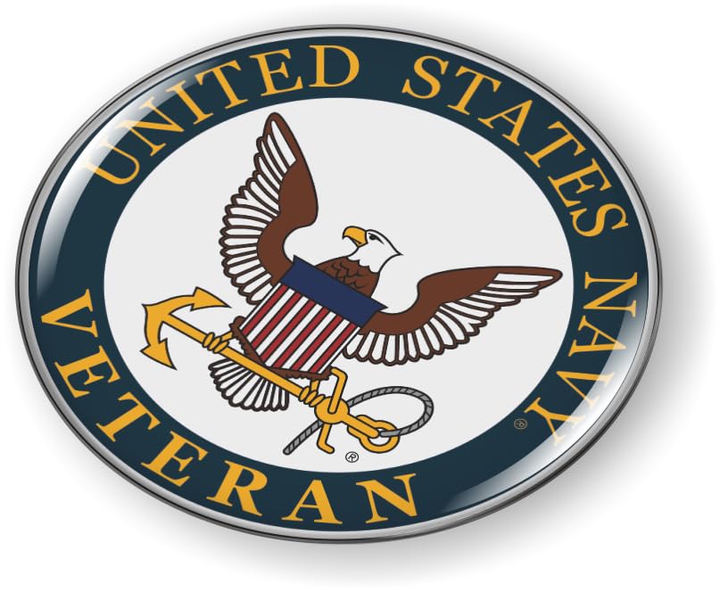 Image of Veteran U.S. Navy Eagle Anchor Color CAR Emblem Badge Sticker Flexible | Officially Licensed US Navy Product, 3D Domed, made by BestLicensePlateFrames