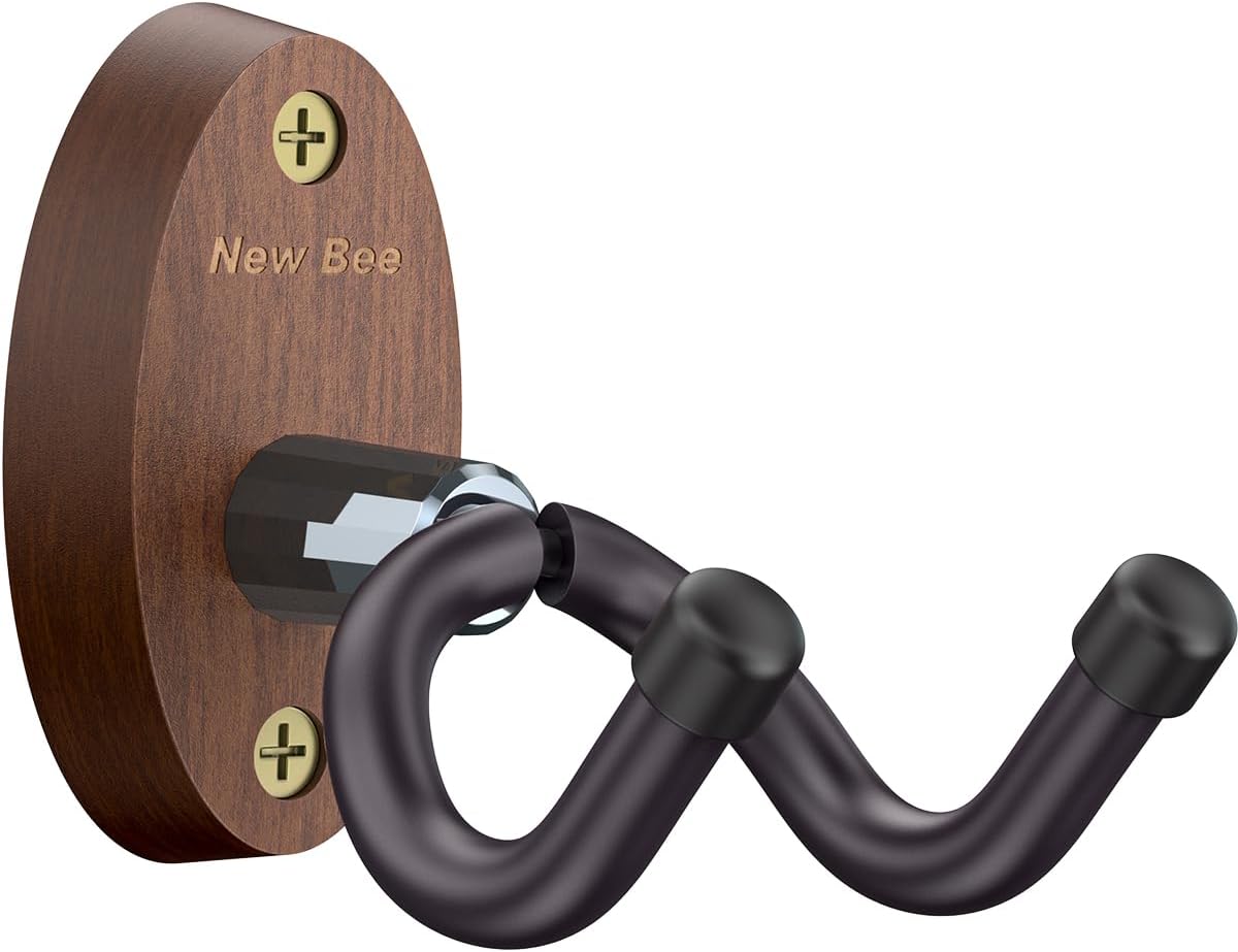 New bee Guitar Wall Mount, Guitar Hanger Wall Hook Holder Stand Bracket with Screw Fits All Size Ukulele Bass Mandolin Banjo