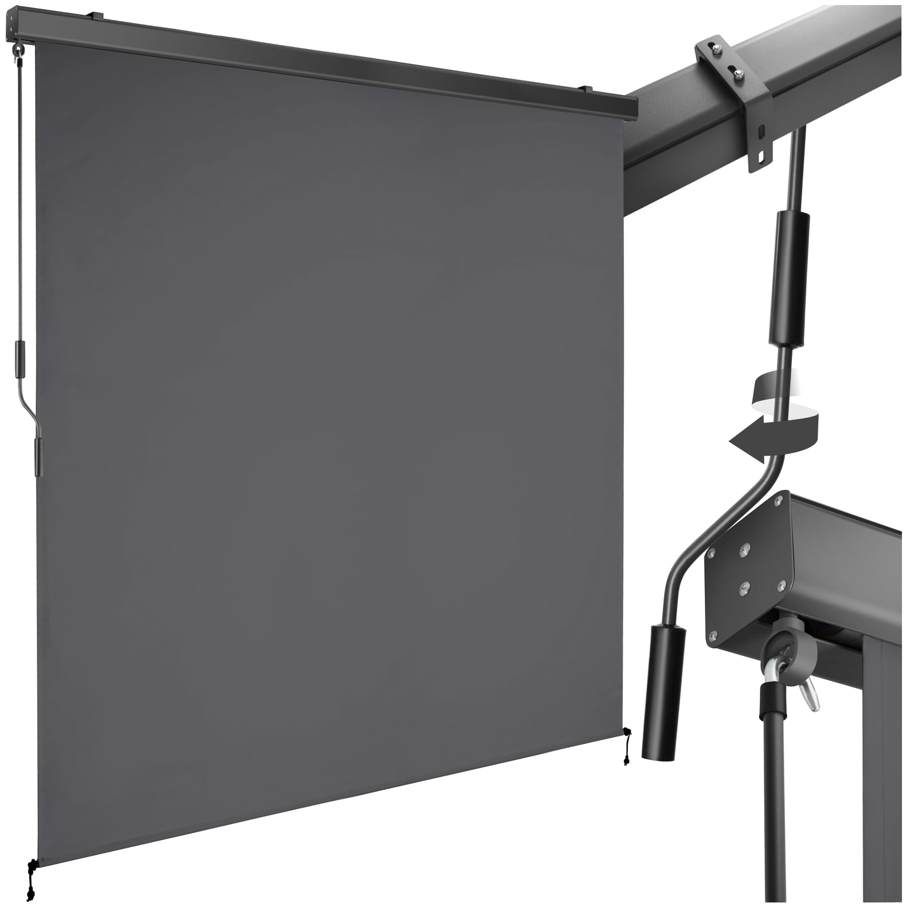tectake® Vertical Awning with 50+ UV Protection & Water-Repellent Fabric, Privacy Screen with Durable Aluminium Housing & Hand Crank, Ideal as Patio, Balcony & Garden Screen - 180 x 250 cm, Dark Grey