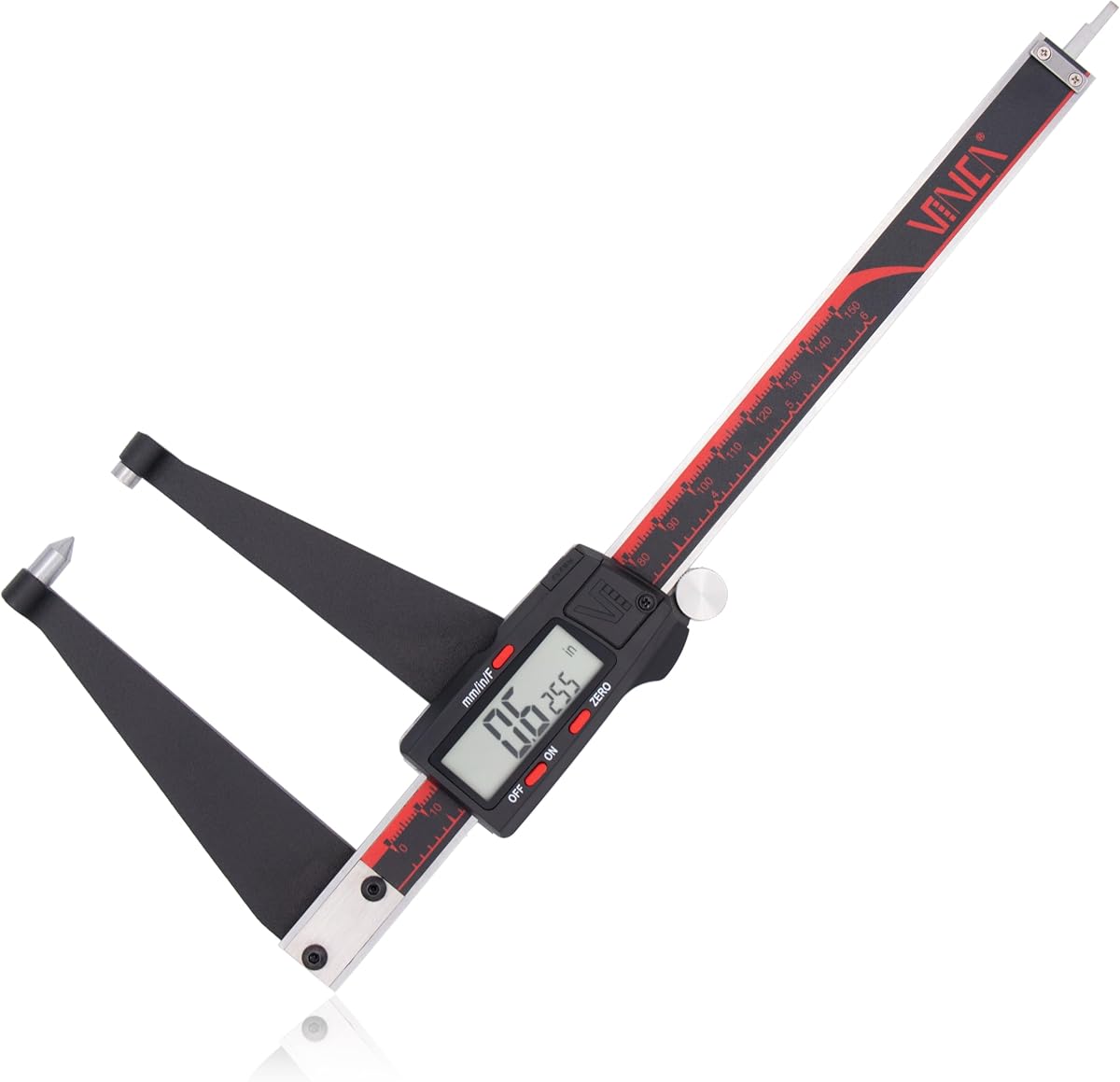 Medidor de rotor digital, DRGA-0605 0-6 pulgadas/150 mm, conversión pulgadas/métrico/fracción, acero inoxidable, pantalla LCD grande