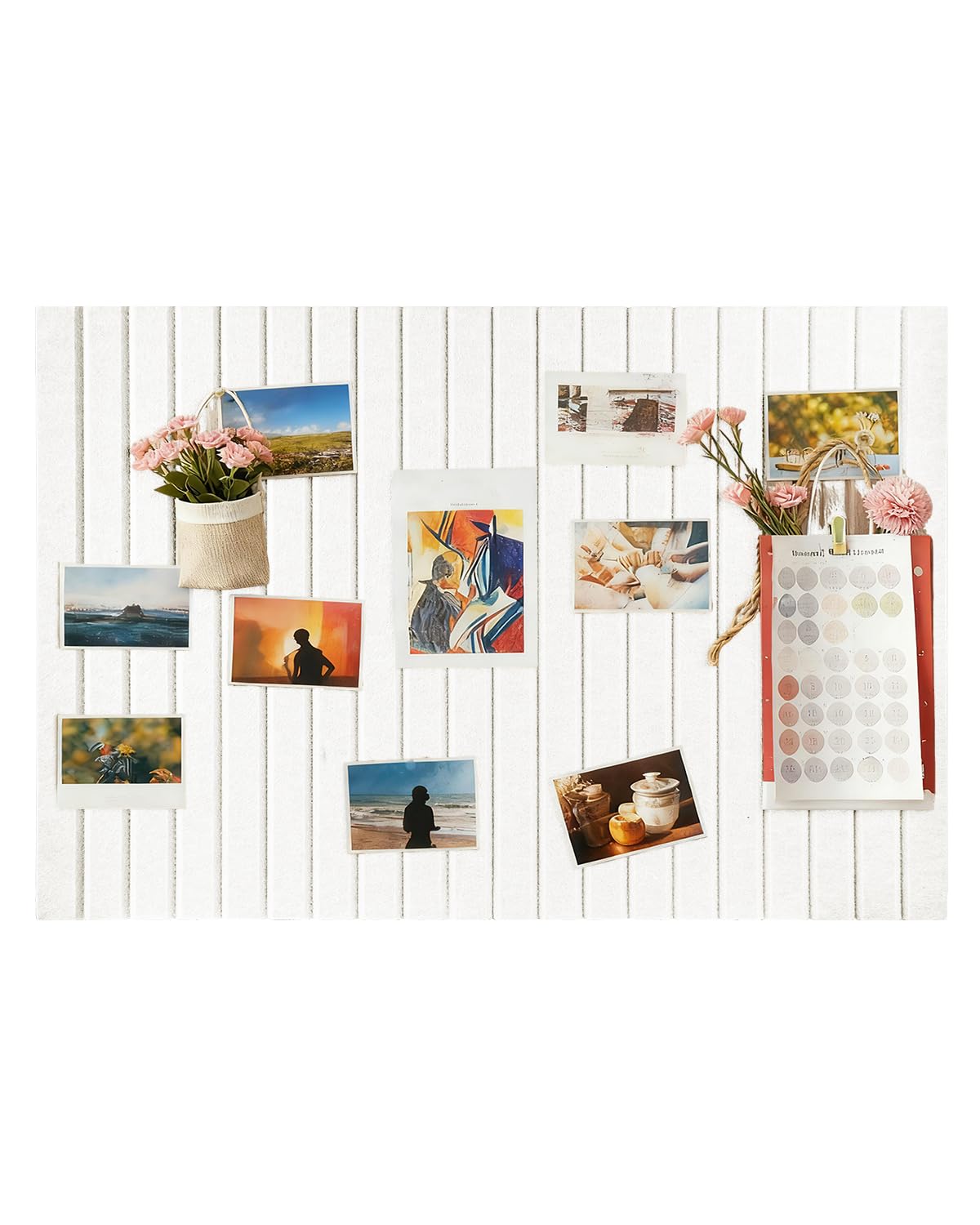 Koushine Large Felt Bulletin Board 0.35in Thicker, Cork Board with Safe Removable Nano Self-Adhesive Tabs, Wall Felt Board for Bedrooms, Living Rooms, Offices, Flower Shops (White, 70x50 cm)