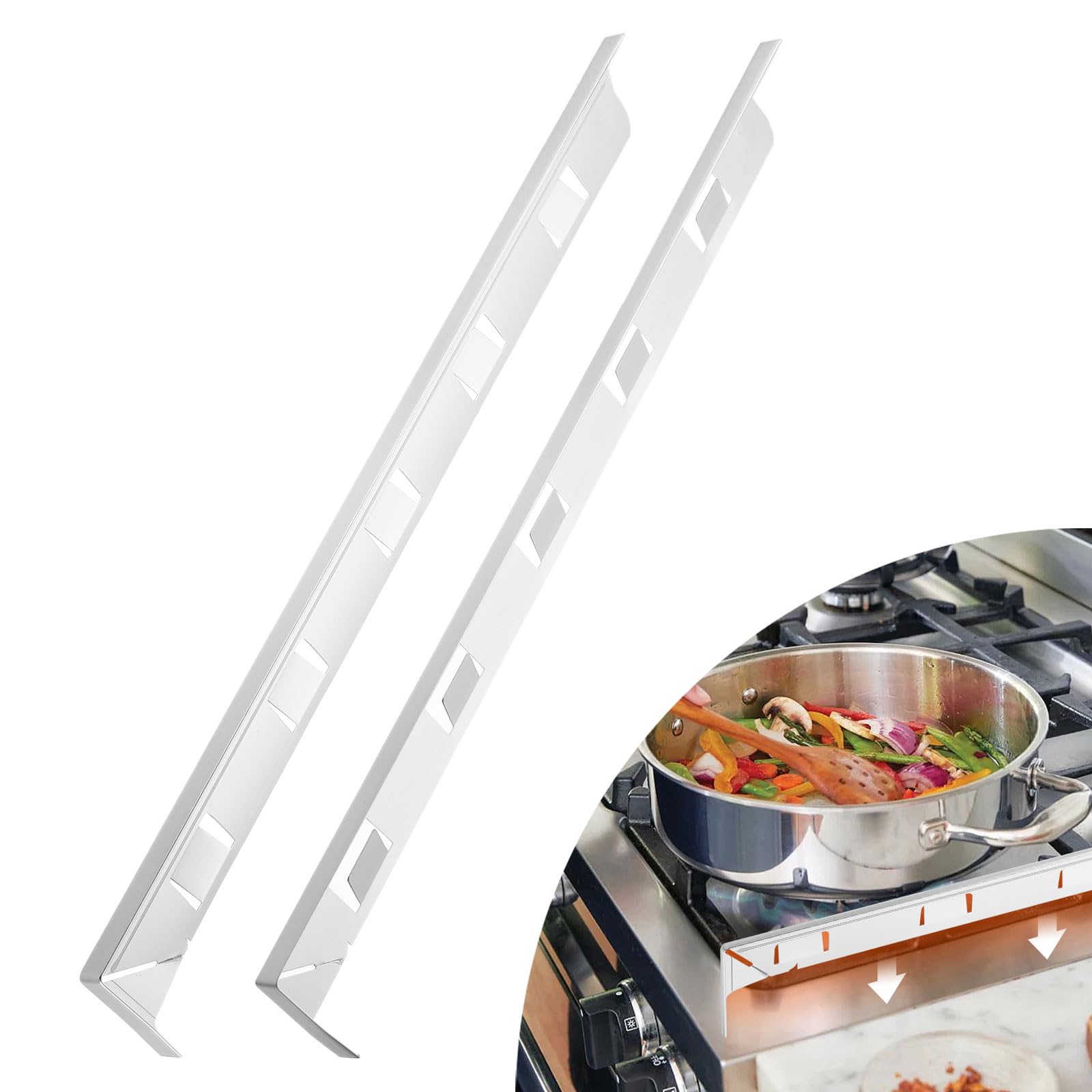 sourcing map 2 Packs Stove Gap Covers, Aluminum Stove Gap Filler Range Trim Kit, Heat Resistant and Easy to Clean Stove Guard 23.6Inch Length for Kitchen Countertop (0.6Inch, Silver)