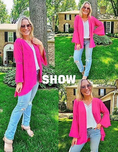 Yekaty Kimonos for Women Bell Sleeve Loose Kimono Cardigan Casual Open Front Beach Cover Up 20242