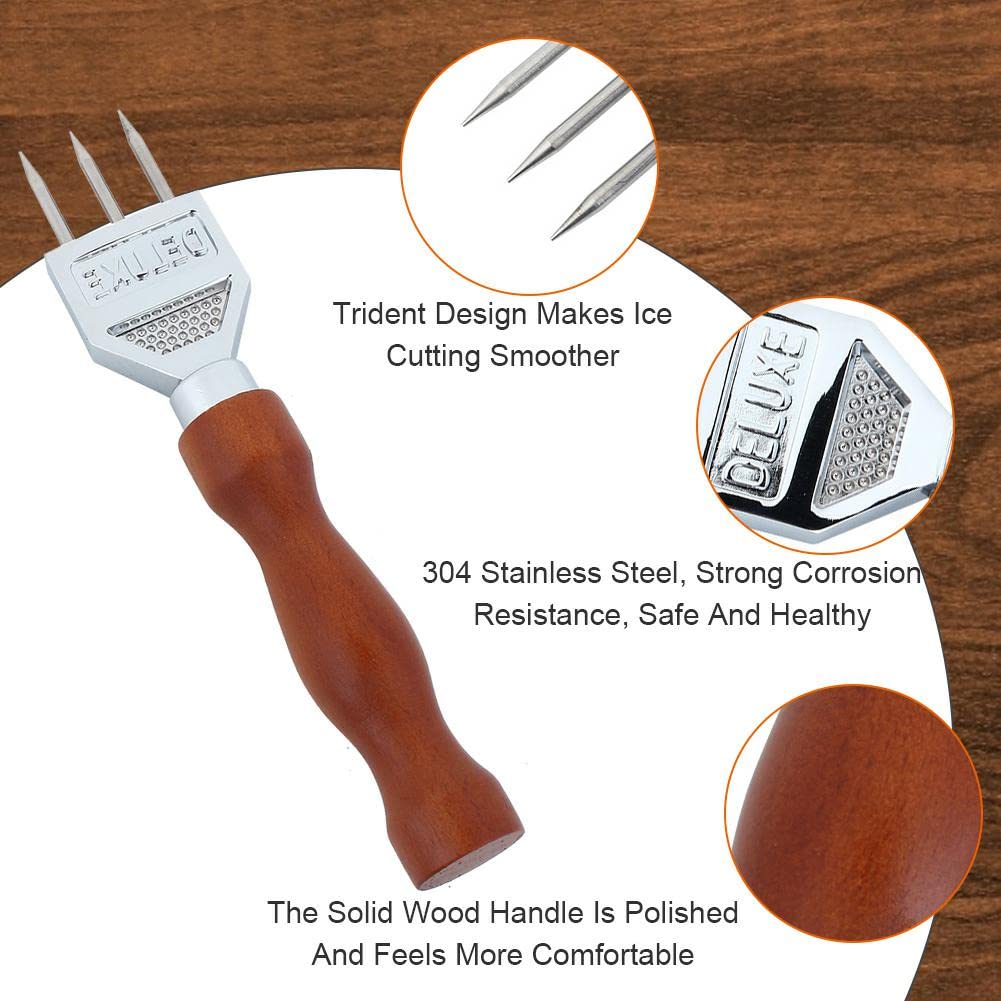 Martello Rompighiaccio, Spacca Ghiaccio, Punteruolo per Ghiaccio, Rompighiaccio con Manico Legno Scalpello Ghiaccio Portable Punch Utensili Robusto Cocktail Pickel per Barman Bar Cucina