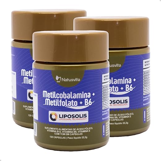 360 cápsulas Metilcobalamina B12 +Metilfolato Ácido Fólico +Vitamina B6 + Vit E + TCM Lipossomal Alta Absorção