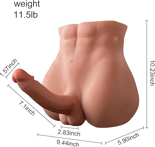 Miniatura 8 de Muñeca sexual masculina de 11.5 libras con consolador telescópico, muñeca sexual realista 2 en 1 para mujeres con enorme polla de 7.1 pulgadas y