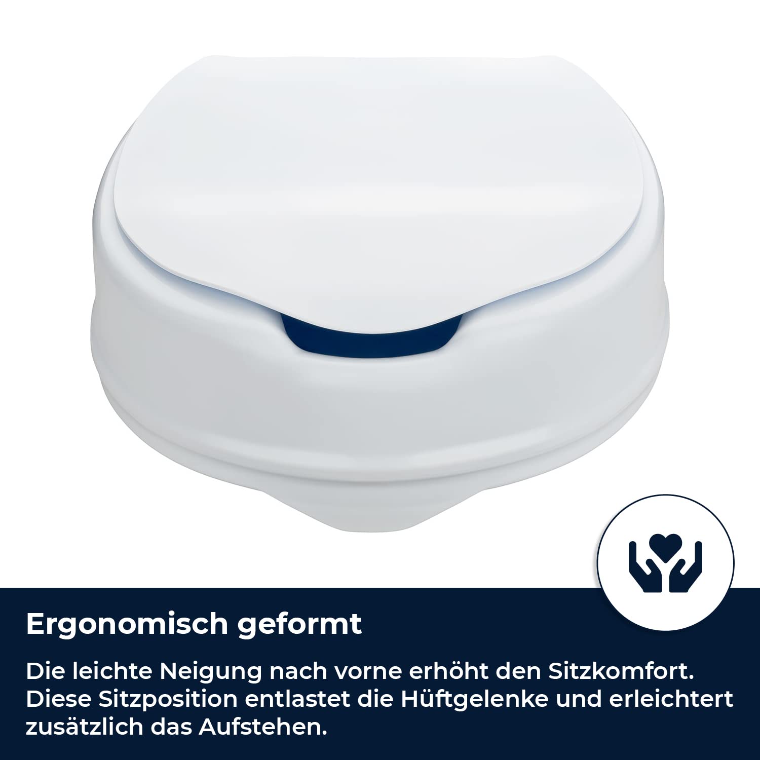 flexilife Toilettensitzerhöhung mit Deckel für Senioren - wahlweise 10cm o. 15cm - WC Sitzerhöhung Toilettenaufsatz Toilettenerhöhung (15 cm)