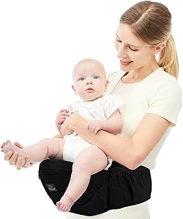 Bebamour Babytrage Hip Seat 0-36 Monate Lightweight 3 in 1 Babytrage Neugeborenes bis Kleinkind HipSeat (Schwarz)