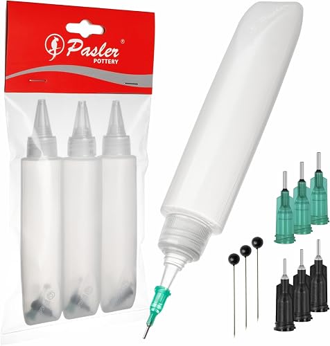 Pasler Pottery Needle Tip Squeeze Bottles for Glaze Application, 3 Pack