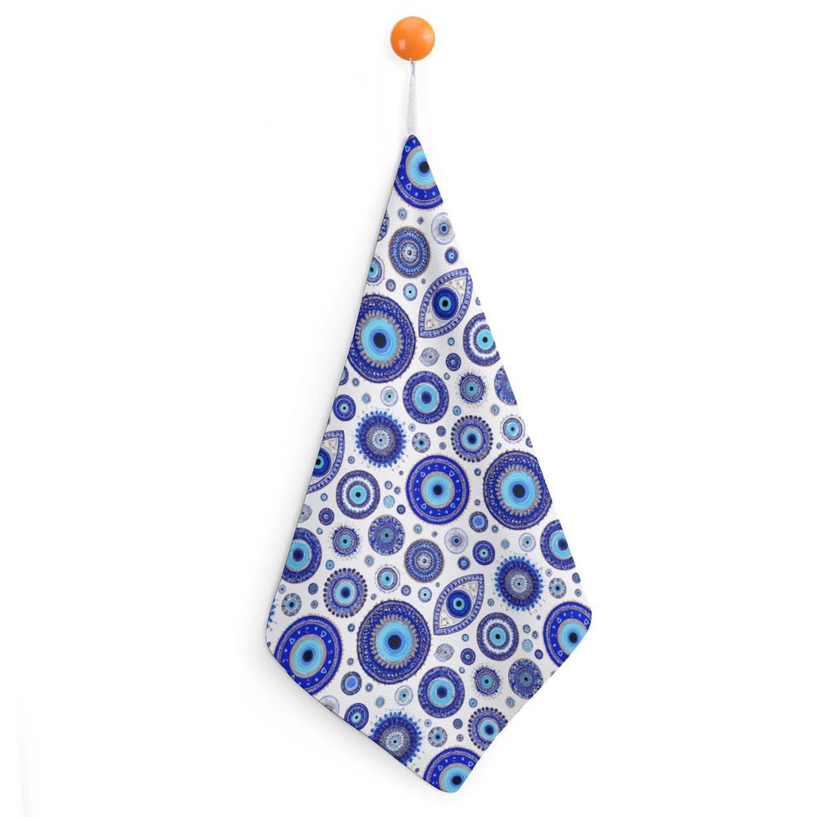 CGSBNGHA Blue Greek Evil Eyes Hand Towel Hanging Face Towels Cleaning Cloths Handkerchief for Bathroom Kitchen