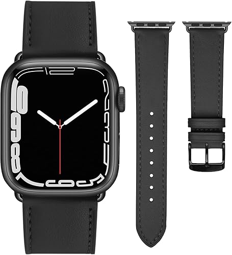 Correas de cuero compatibles con Apple Watch Series para mujeres y hombres, correa de cuero genuino de repuesto para iWatch
