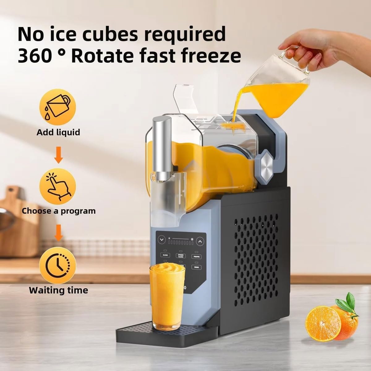 Máquina profesional de granizado con 5 programas preestablecidos, pantalla LED, función de autolimpieza, ideal para hacer bebidas congeladas y helados suaves en restaurantes, hogares, cafeterías y