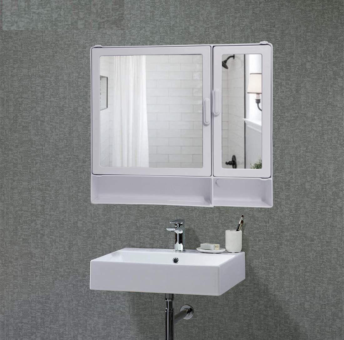 Takhzin ABS Bathroom Cabinet with Free Self Adhesive Screws | Mirror Door 7 Shelves (Kingfisher) White (Acrylic) (B0B437NP78) Amazon Price History, Amazon Price Tracker