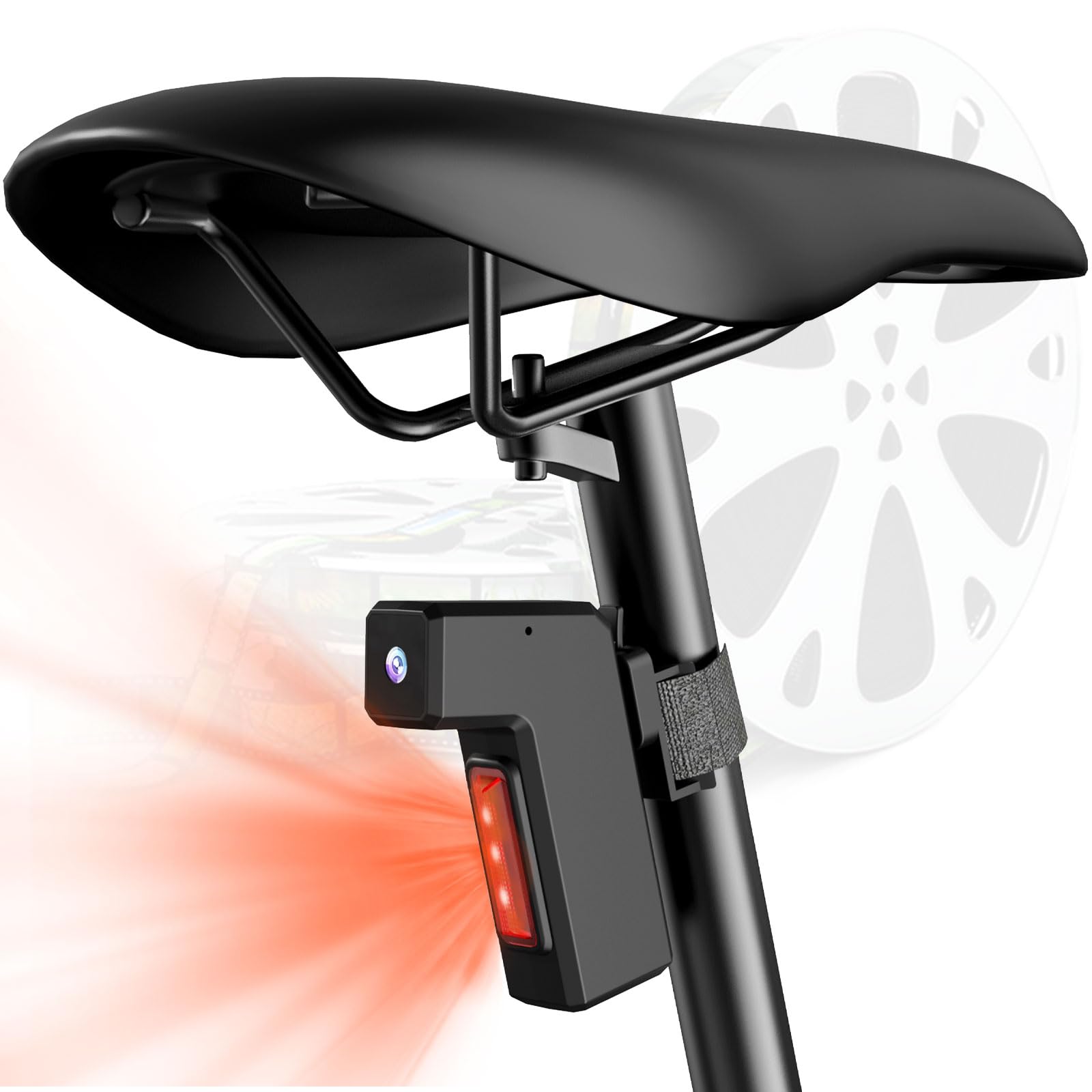 Bike Camera Recorder with Warning Light, Sport Camera 1080P Action Video Camcorder, 2,200mAh Rechargeable Battery Long Standby, Tail Light with Camera
