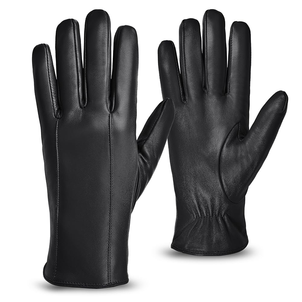 MGGMOKAY Guanti invernali da uomo in pelle,Fodera in caldo cashmere