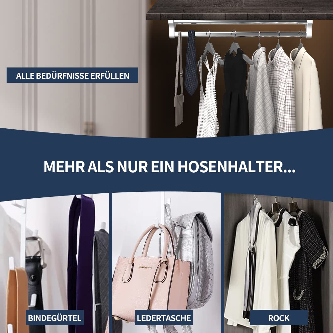 Porte Pantalon Coulissant télescopique en Acier Inoxydable, Porte Cintre Coulissant, Garde-Robe Peu encombrant Rack de Rail,350 mm/13.78 Zoll