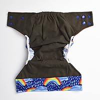 Vista 4 de Pañal de bolsillo para bebé, pañal de tela de bambú de carbón de leña con refuerzos de doble pierna reutilizable (lluvia arcoíris)