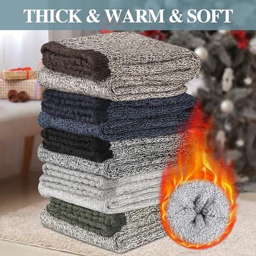 Men's Wool Thermal Socks 5 Pack for Winter - Soft Cozy Crew for Hiking Cold Weather - Thick Boot Socks4
