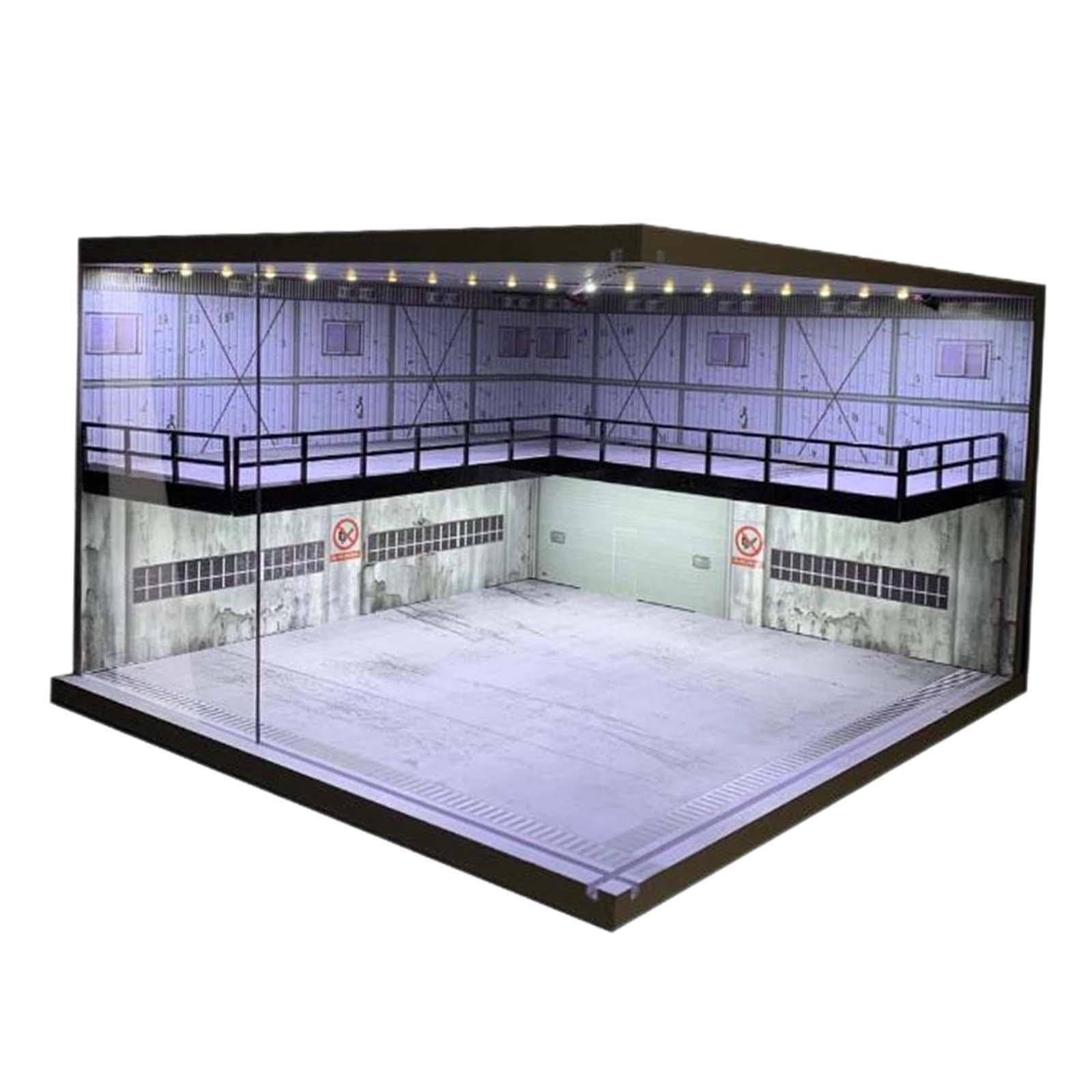 Fantastische Vitrine mit LED Beleuchtung für Modellautos im Maßstab 1:64. Die doppelstöckige Ausstellungshalle eignet Sich hervorragend zur Aufbewahrung und, Blauer Ziegelstein